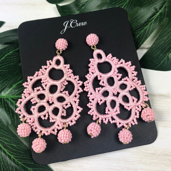 J. Crew Jewelry - J. Crew Bead and Embroidery Earrings in Pink
